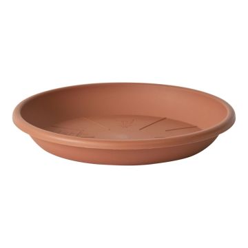 Soucoupe ronde pour pot de fleurs VENERA en plastique recyclé, avec des trous, terracotta, 4cm, Ø24cm