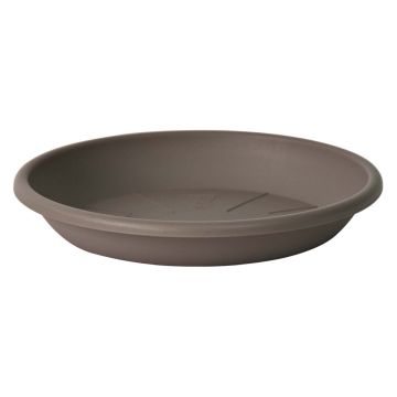 Soucoupe ronde pour pot de fleurs VENERA en plastique recyclé, avec des trous, taupe, 5cm, Ø32cm Soucoupe ronde pour pot de fleurs VENERA en plastique recyclé, avec des trous, taupe, 5cm, Ø32cm