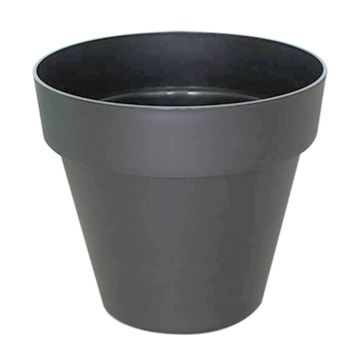 Pot à plantes rond VINAYA en plastique, avec des trous, anthracite, 22,5cm, Ø25cm Pot à plantes rond VINAYA en plastique, avec des trous, anthracite, 22,5cm, Ø25cm