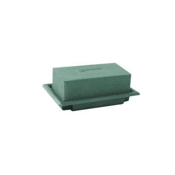 OASIS® Mousse à piquer humide rectangulaire pour des compositions florales, dans une coupe en papier composite, vert, 13x9x5cm
