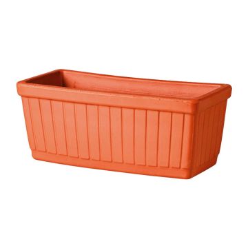 Jardinière rectangulaire en terre cuite NANFY, à motifs linéaires, 53x20x17cm