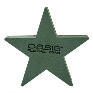OASIS® Mousse à piquer humide Étoile , support en bois Bioline, vert, 25x25x4,5cm