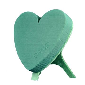 OASIS® Mousse à piquer humide en forme de cœur, décoration de mariage, support Bioline, socle en bois, vert, 23x21x6cm