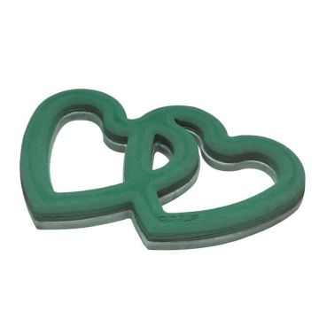 OASIS® Mousse à piquer humide Cœur duo ouvert, décoration de mariage, fond en mousse rigide ECObase, ventouse, vert, 58x40x5,5cm