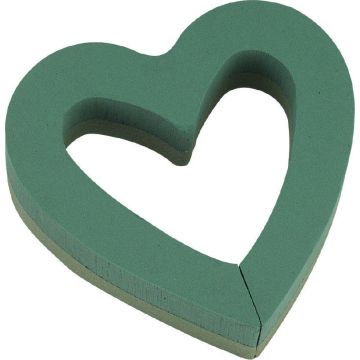 OASIS® Mousse à piquer humide Cœur ouvert, décoration de mariage, fond en mousse rigide Foam Frames, vert, 25x24x6cm