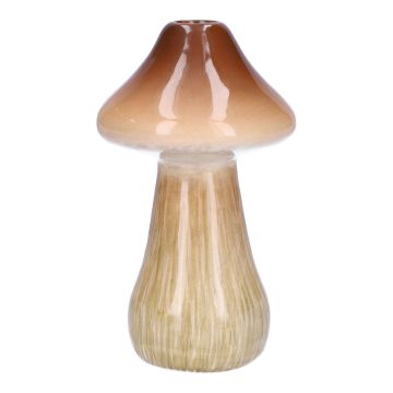 Vase en céramique RATBURGA, en forme de champignon, brun-beige, 16cm, Ø9cm