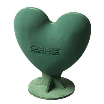 OASIS® Mousse à piquer humide Cœur 3D, décoration de mariage, support en bois Bioline, vert, 30x28x17cm