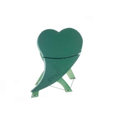 OASIS® Mousse à piquer humide Cœur, décoration de mariage, support Bioline, socle en bois, vert, 50x48x5cm