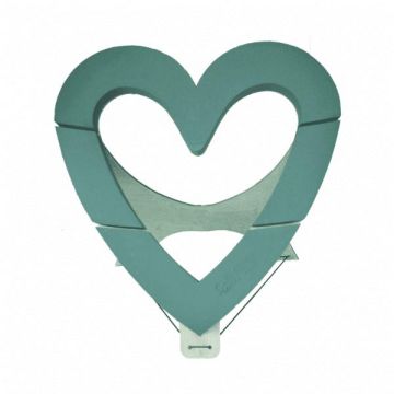 OASIS® Mousse à piquer humide Cœur ouvert, décoration de mariage, support Bioline, trépied en bois, vert, 43,5x43x4cm