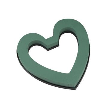 OASIS® Ideal Mousse à piquer humide Cœur ouvert, décoration de mariage, support en plastique, œillet de suspension, vert, 22x21,5x3cm