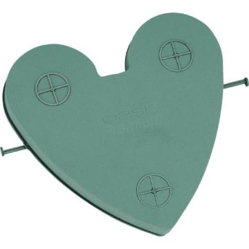 OASIS® Mousse à piquer humide Cœur pour une voiture, décoration de mariage, support en plastique, avec une ventouse, vert, 42x40x7,5cm