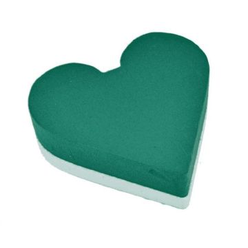OASIS® Mousse à piquer humide Cœur, décoration de mariage, fond en mousse rigide de polystyrène, vert, 52x50x6cm