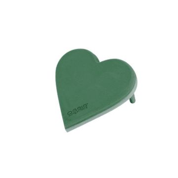 OASIS® Mousse à piquer humide Cœur, décoration de mariage, fond en mousse rigide ECObase, tiges de support, vert, 40x38x4,5cm