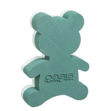 OASIS® Mousse à piquer humide Ours en peluche , fond en mousse rigide de polystyrène, vert, 30x22x6cm
