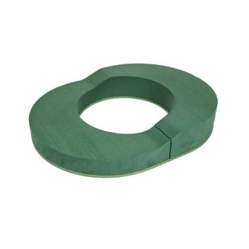 OASIS® Mousse à piquer humide en forme d'anneau pour une urne, fleurs de deuil, support en bois Bioline, vert, 45x35cm