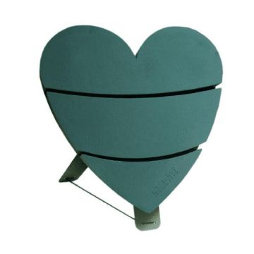 OASIS® Mousse à piquer humide en forme de cœur, décoration de mariage, support Bioline, socle en bois, vert, 43,5x43x4,5cm