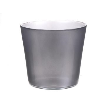 Cache-pot en verre ALENA SHINY, argent brillant, 9,5cm, Ø11,5cm