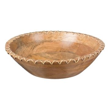 Coupe en bois de manguier MELOBU, avec une couture décorative, naturel, 8cm, Ø30cm