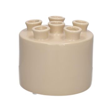 Vase à fleurs VIVIANNE à 6 ouvertures, dolomite, sable, 10,5cm, Ø12cm Vase à fleurs VIVIANNE à 6 ouvertures, dolomite, sable, 10,5cm, Ø12cm