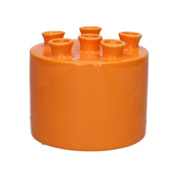 Vase à fleurs VIVIANNE à 6 ouvertures, dolomite, orange, 14,3cm, Ø17cm Vase à fleurs VIVIANNE à 6 ouvertures, dolomite, orange, 14,3cm, Ø17cm