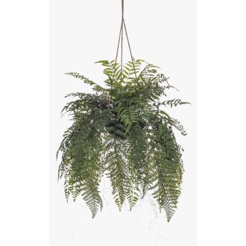 Fougère épée décorative, fougère à cheveux de femme, suspension florale MAXROL, motte de terre, racines, suspendue, verte, 85cm