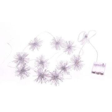 Lichterkette Drahtsterne GIOVANNA, silber, 20 LEDs, Batterie, 145cm, Ø6cm