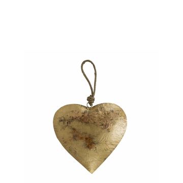 Pendentif en forme de cœur DORANA en métal, cordon de suspension, doré, Ø 13 cm Pendentif en forme de cœur DORANA en métal, cordon de suspension, doré, Ø 13 cm