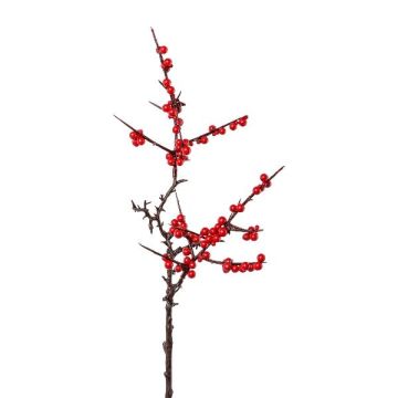 Branche décorative Houx MARTEL avec des baies, rouge, 55cm
