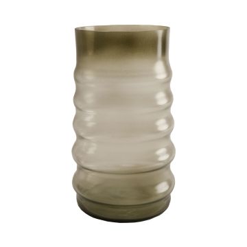 Vase en verre MAKKURO avec rainures, vert forêt-transparent, 23cm, Ø15cm