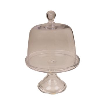 Cloche à gâteau en verre DORABELLA avec couvercle, pied, transparent, 22cm, Ø21cm