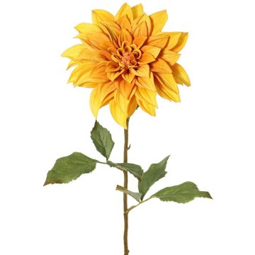 Dahlia artificiel PHILLIPPA, collection écologique, jaune-orange, 65cm, Ø15cm