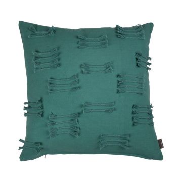 Coussin décoratif ANISHA, bleu pétrole, avec volants, 45x45cm
