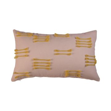 Coussin décoratif ANISHA, crème-jaune, avec volants, 50x30cm