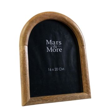 Cadre photo en bois de manguier HILDOR, forme arquée, marron, 22,5 x 17,5 x 2 cm