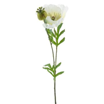 Coquelicot artificiel EDESSA, blanc, 80cm, Ø11cm