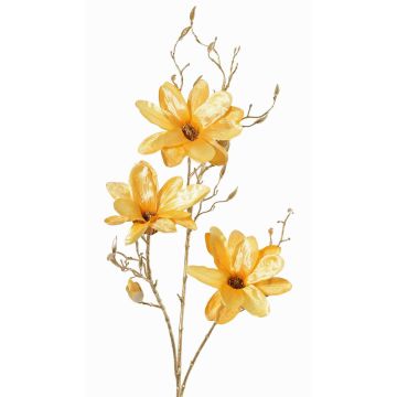 Branche de magnolia en tissu LEAFY, jaune-or, 115cm Branche de magnolia en tissu LEAFY, jaune-or, 115cm
