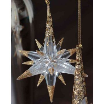 Pendentif acrylique Étoile, paillettes, or, 10cm