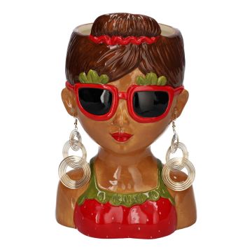 Vase à fleurs en forme de buste de femme LENEA en céramique, multicolore, 15x13x23,5cm