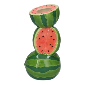 Vase à fleurs Melons d'eau ILLAS en céramique, rouge-vert-bleu, 11,7x10x21cm Vase à fleurs Melons d'eau ILLAS en céramique, rouge-vert-bleu, 11,7x10x21cm