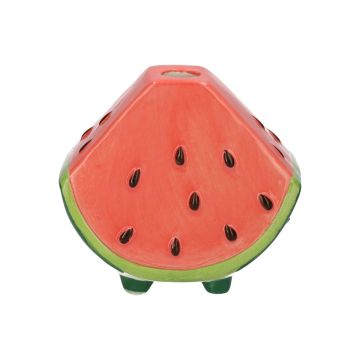 Vase à fleurs en forme de melon d'eau TILLAS en céramique, avec des pieds, rouge-vert-brun, 10x6x8,7cm Vase à fleurs en forme de melon d'eau TILLAS en céramique, avec des pieds, rouge-vert-brun, 10x6x8,7cm