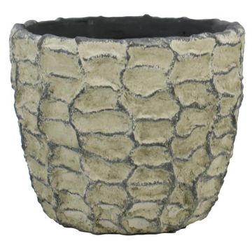 Pot décoratif en céramique SILVAM texturé, gris foncé, 10,5cm, Ø12,5cm