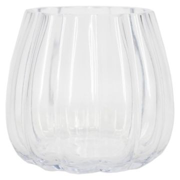 Verre à bougie JOTTEN rainuré, transparent, 12cm, Ø13,3cm
