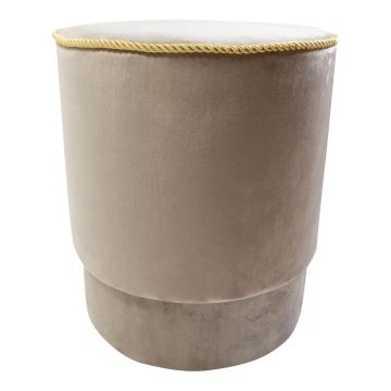 Tabouret en velours NANNA, bordure dorée, champagne, 45 cm, Ø 38 cm Tabouret en velours NANNA, bordure dorée, champagne, 45 cm, Ø 38 cm