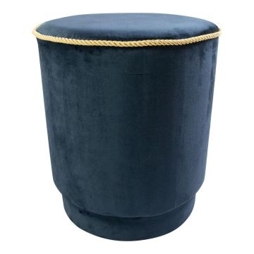 Tabouret en velours NANNA, bordure dorée, bleu marine, 45 cm, Ø 38 cm Tabouret en velours NANNA, bordure dorée, bleu marine, 45 cm, Ø 38 cm