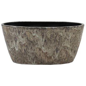 Coupe ovale en terre cuite VELUM avec effet marbré, taupe, 32x15x15cm