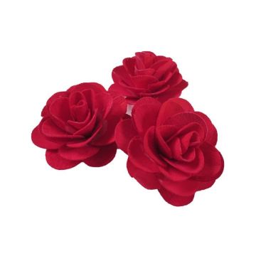 Fleurs décoratives en bois DELPHINE, 5 pièces, rouges, Ø5cm