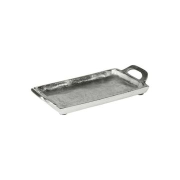 Plateau de service GORM avec poignées, aluminium, argent, 21 x 11 cm