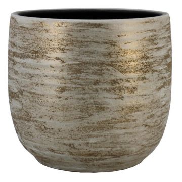 Pot en céramique RODYN à rainures, dégradé de couleurs, blanc-or, 32cm, Ø34cm