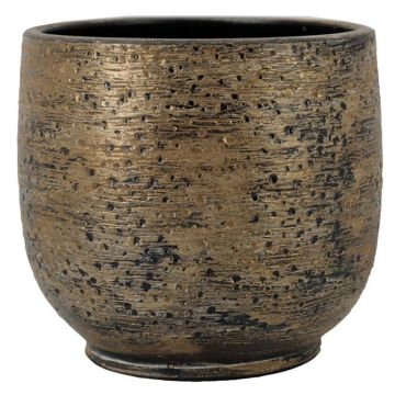 Pot en céramique YELAN à motif marbré, brun-doré, 27 cm, Ø 29 cm Pot en céramique YELAN à motif marbré, brun-doré, 27 cm, Ø 29 cm
