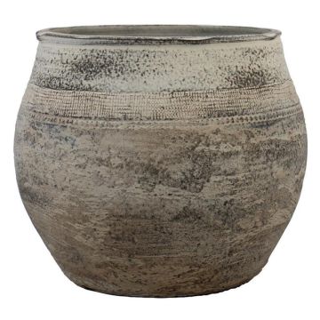 Pot en céramique rustique CINMIK avec dégradé de couleurs, motifs, marron, 36cm, Ø39cm